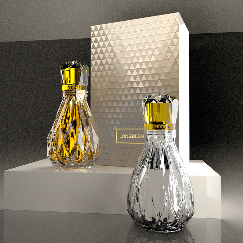 New design custom perfume bottle luxury crimp round spray 100ml perfume empty bottle glass with packaging box
