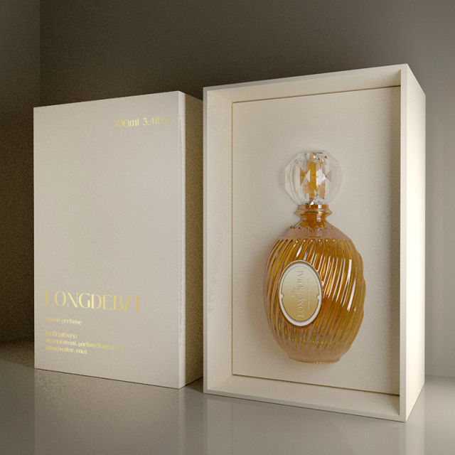 Luxury exclusive empty glass perfume bottles black pump sprayer round irregular 30ml 50ml 100ml perfume bottle with gift box