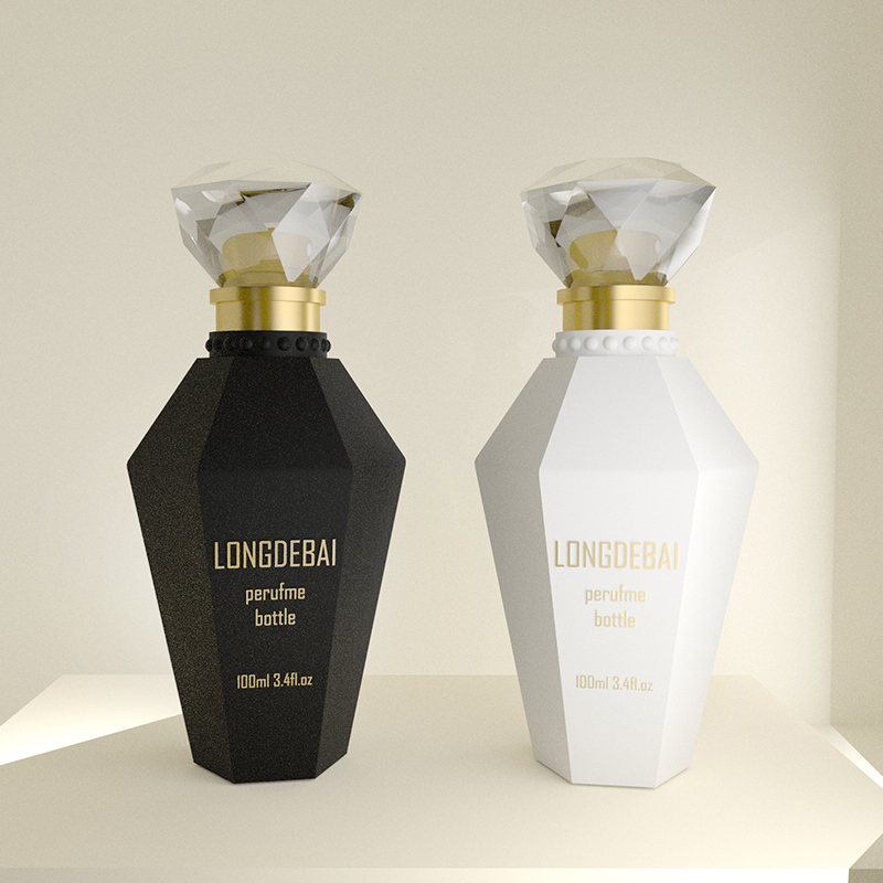 New design Irregular Glass Bottle 30ml 50ml 100ml empty clear perfume bottle with crystal cap