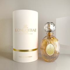 Luxury exclusive empty glass perfume bottles black pump sprayer round irregular 30ml 50ml 100ml perfume bottle with gift box