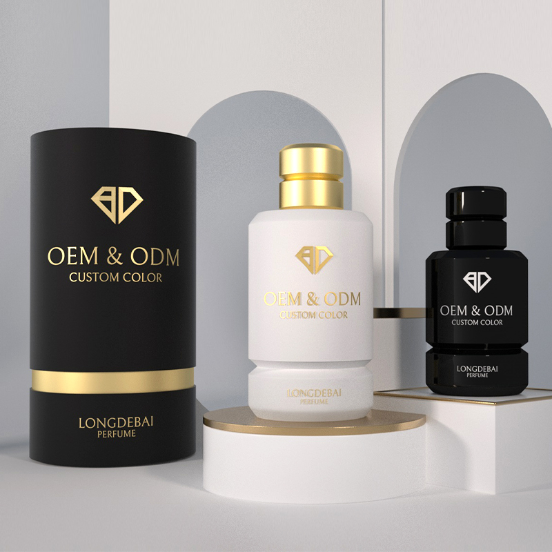 OEM custom black green perfume bottle 30ml 50ml 100ml round crimp perfume spray bottle with gold sliver cap
