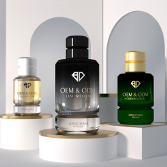 OEM custom black green perfume bottle 30ml 50ml 100ml round crimp perfume spray bottle with gold sliver cap
