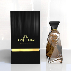 New arrival exclusive irregular perfume spray bottle black pump atomizer empty crimp 100ml glass perfume bottle with gift box