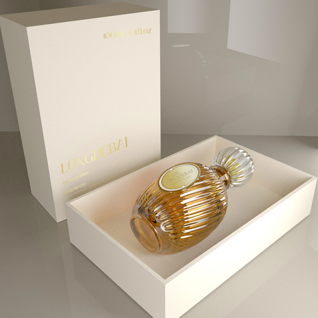 Luxury exclusive empty glass perfume bottles black pump sprayer round irregular 30ml 50ml 100ml perfume bottle with gift box