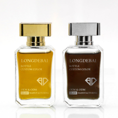 Custom empty crimp clear perfume spray bottle 30ml 50ml 100ml flat perfume bottle with box