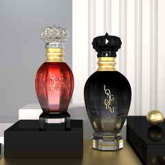 high end Custom Empty irregular black perfume spray bottles 50ml 100ml luxury frosted glass Perfume Bottle with lids for gift