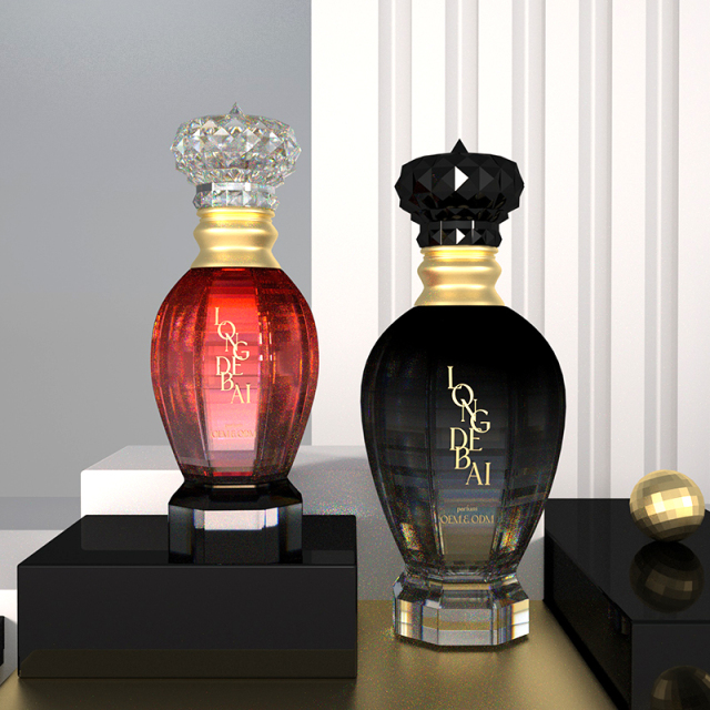 high end Custom Empty irregular black perfume spray bottles 50ml 100ml luxury frosted glass Perfume Bottle with lids for gift