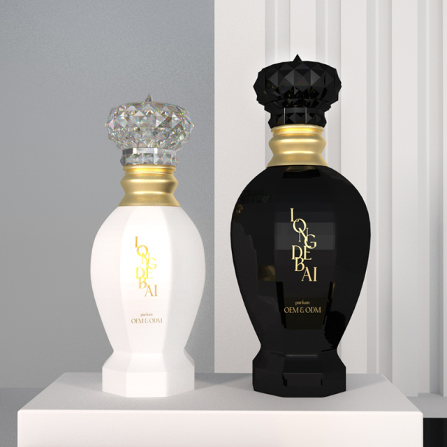 high end Custom Empty irregular black perfume spray bottles 50ml 100ml luxury frosted glass Perfume Bottle with lids for gift