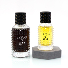 wholesale Custom Crimp Round Clear atomizer perfume bottle 50ml 100ml Empty Glass Perfume Bottle With Plastic Cover For Oil