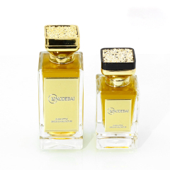 wholesale custom empty crimp square empty perfume spray bottle 50ml 100ml perfume glass bottle with irregular caps