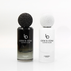 Custom luxury unique round crimp perfume glass bottle 30ml 50ml volcanic stone lid perfume bottle with custom box