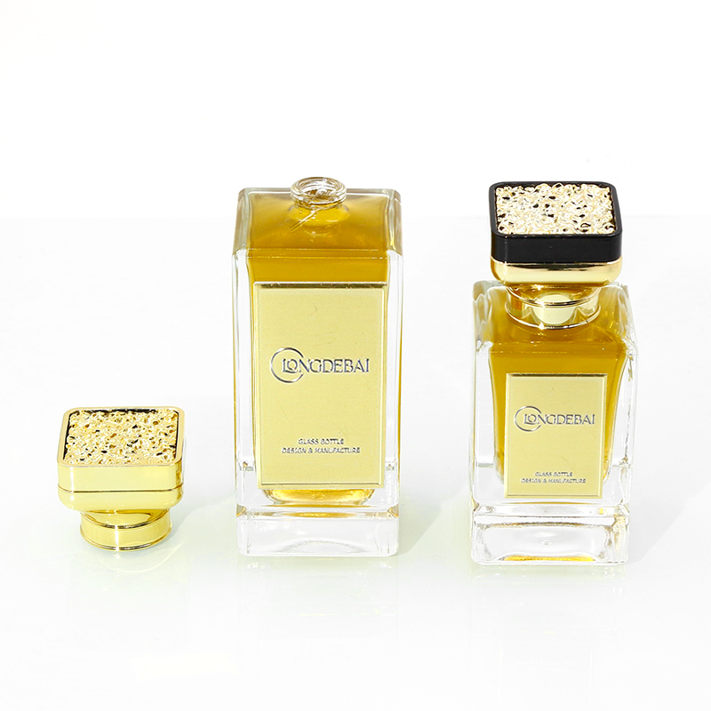 wholesale custom empty crimp square empty perfume spray bottle 50ml 100ml perfume glass bottle with irregular caps