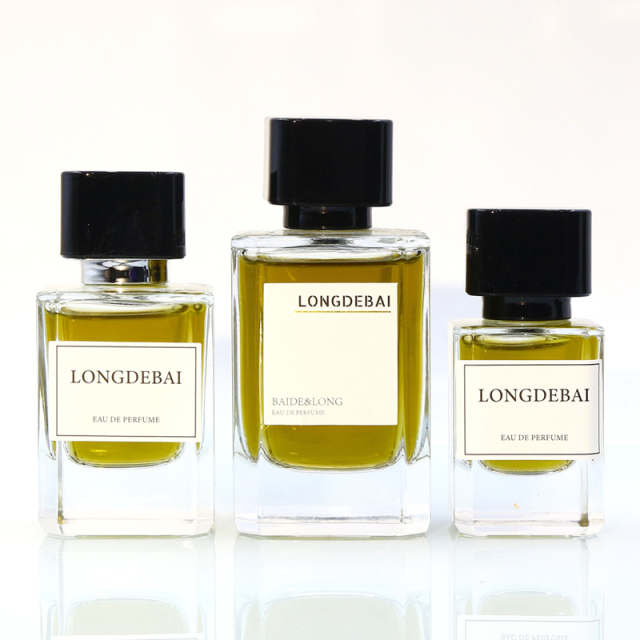 Custom empty clear crimp perfume glass bottle 30ml 50ml 100ml square perfume bottle with packing box