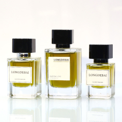 Custom empty clear crimp perfume glass bottle 30ml 50ml 100ml square perfume bottle with packing box
