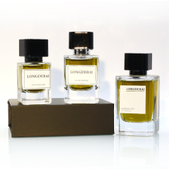 Custom empty clear crimp perfume glass bottle 30ml 50ml 100ml square perfume bottle with packing box