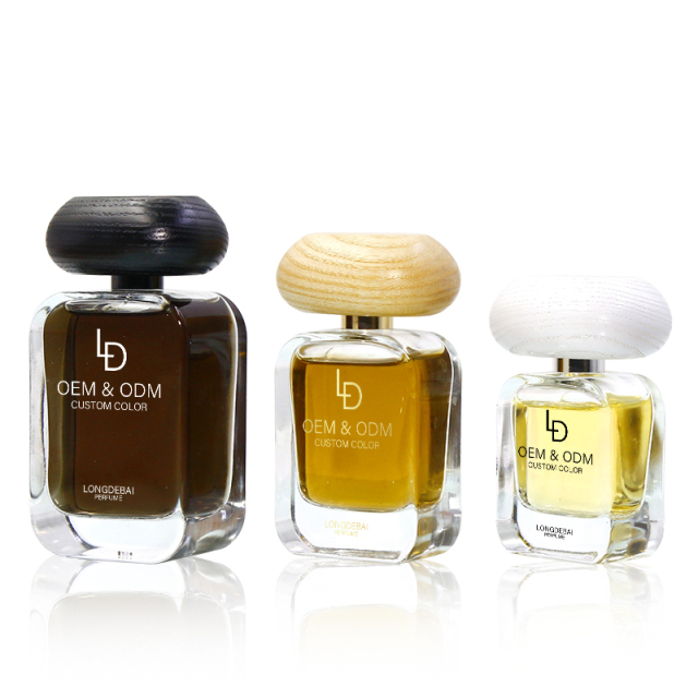Factory Manufacturer Flat Clear Crimp Black Wood Cap Perfume Empty Bottle 30ml 100ml 50ml Glass Perfume Bottle With Box