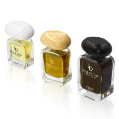 Factory Manufacturer Flat Clear Crimp Black Wood Cap Perfume Empty Bottle 30ml 100ml 50ml Glass Perfume Bottle With Box