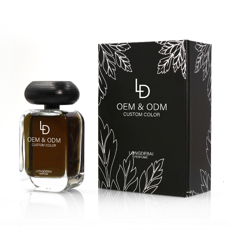 Factory Manufacturer Flat Clear Crimp Black Wood Cap Perfume Empty Bottle 30ml 100ml 50ml Glass Perfume Bottle With Box