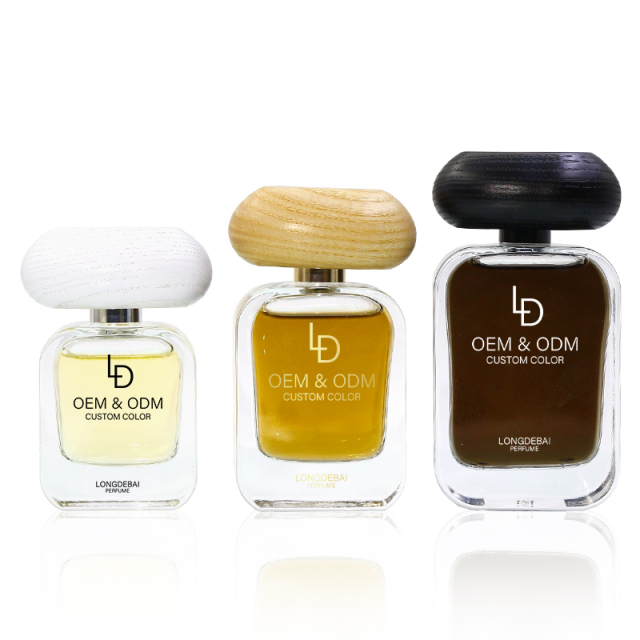 Factory Manufacturer Flat Clear Crimp Black Wood Cap Perfume Empty Bottle 30ml 100ml 50ml Glass Perfume Bottle With Box