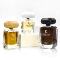 Factory Manufacturer Flat Clear Crimp Black Wood Cap Perfume Empty Bottle 30ml 100ml 50ml Glass Perfume Bottle With Box