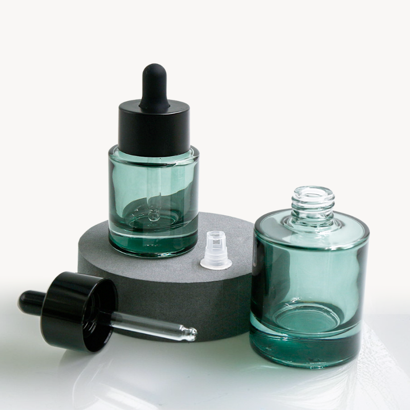 Customized dark green rubber dropper essential oil bottle 50ml 100ml empty glass essential oil bottle, rubber dropper, as a gift