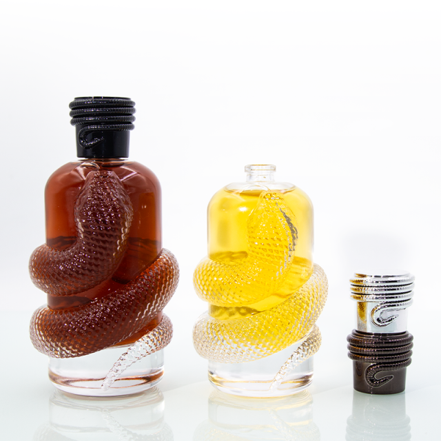 New arrival custom Year of the snake luxury irregular shape crimp 100ml 150ml glass perfume bottle