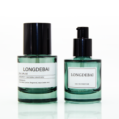 Luxury elegant round green glass lotion pump or spray bottles 30ml 50ml 100ml