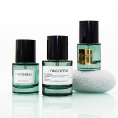 Luxury elegant round green glass lotion pump or spray bottles 30ml 50ml 100ml