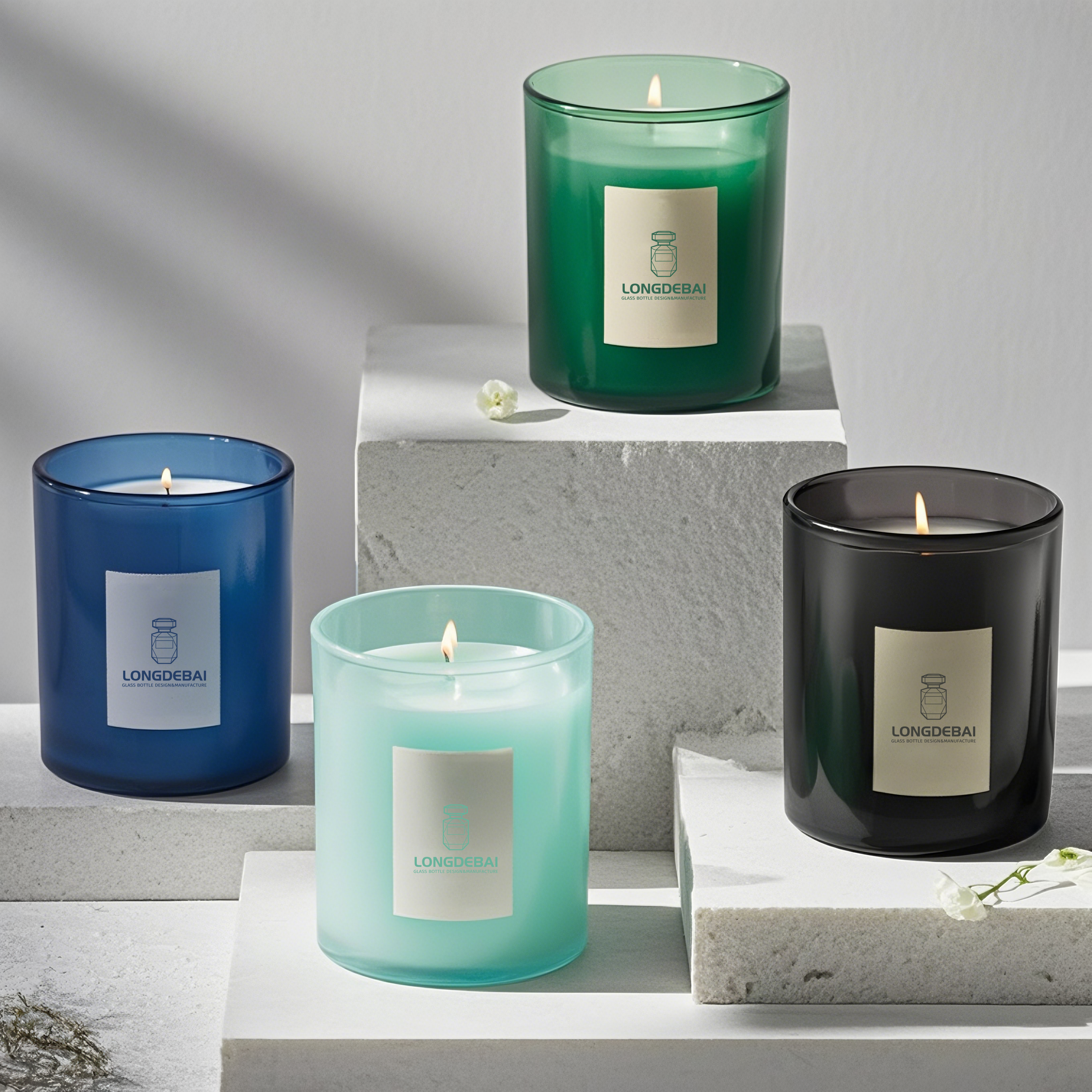 OEM ODM Luxury Glass Candle Jars 50ml 100ml 200ml with Custom Box