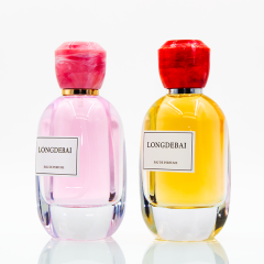 Wholesale luxury round thick bottom empty clear glass perfume bottle with resin cap