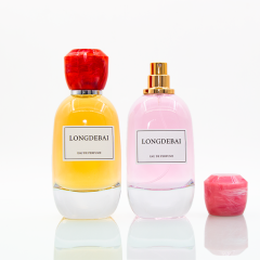 Wholesale luxury round thick bottom empty clear glass perfume bottle with resin cap