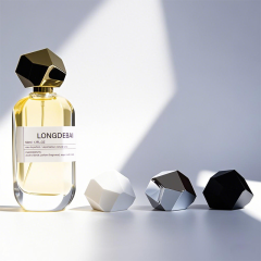Luxury elegant irregular flat glass perfume bottle 50ml 100ml with irregular unique cap