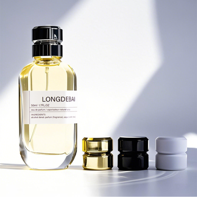 Luxury elegant irregular flat glass perfume bottle 50ml 100ml with irregular unique cap