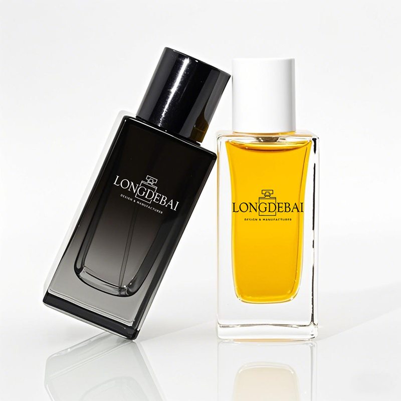 In stock wholesale square rectangular empty glass perfume spray bottle 50ml