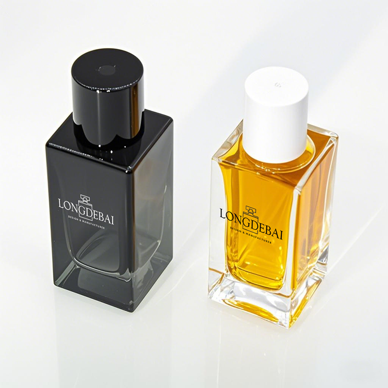 In stock wholesale square rectangular empty glass perfume spray bottle 50ml