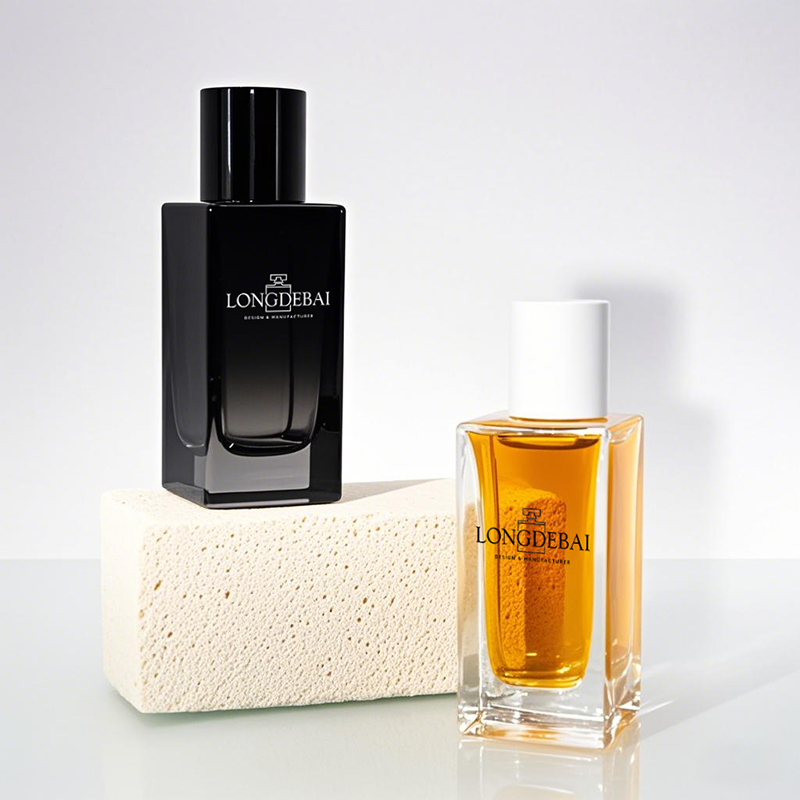 In stock wholesale square rectangular empty glass perfume spray bottle 50ml