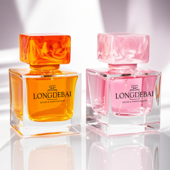 In stock wholesale high quality square empty glass perfume bottle 50ml with resin cap