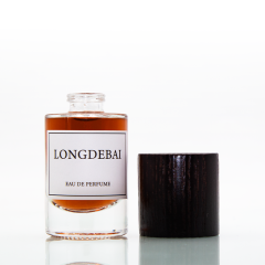 Small volume 15ml round empty glass perfume bottle with wooden lid