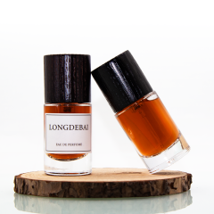 Small volume 15ml round empty glass perfume bottle with wooden lid