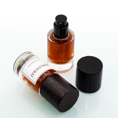 Small volume 15ml round empty glass perfume bottle with wooden lid