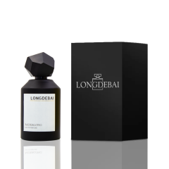 In stock luxury matte black round shape glass perfume bottle 100ml with irregular shape lid and box