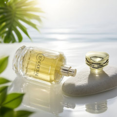 Luxury unique round shape rose cap glass perfume bottle 100ml with gift box