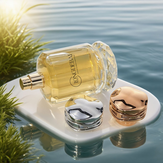 Luxury unique round shape rose cap glass perfume bottle 100ml with gift box