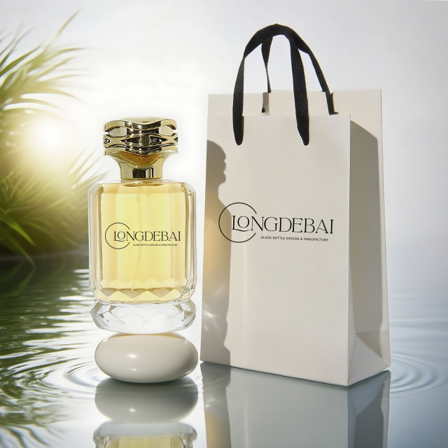 Luxury unique round shape rose cap glass perfume bottle 100ml with gift box