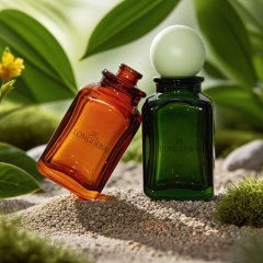 Luxury amber green square empty glass perfume spray bottle with ball cap