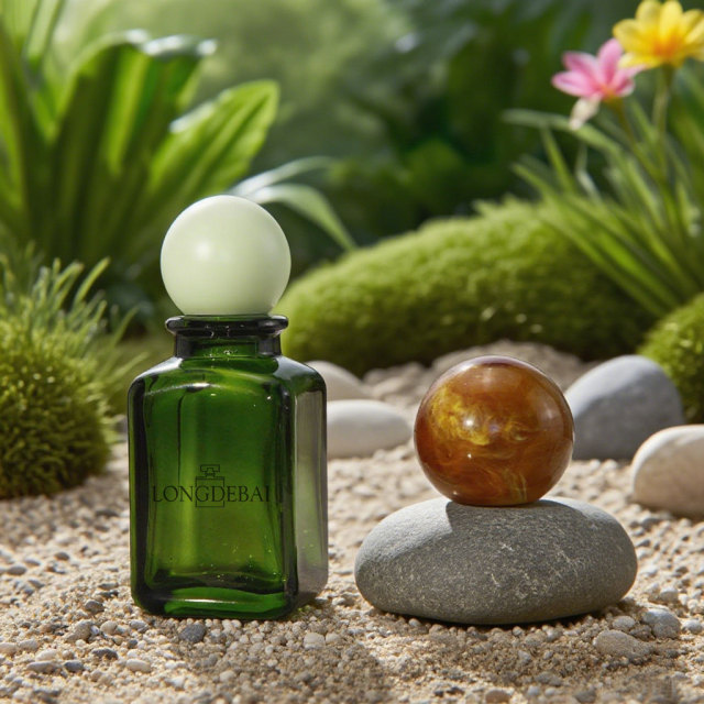 Luxury amber green square empty glass perfume spray bottle with ball cap