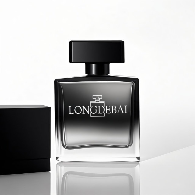 Luxury gradient black flat shape rectangle glass perfume bottle