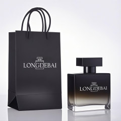 Luxury gradient black flat shape rectangle glass perfume bottle