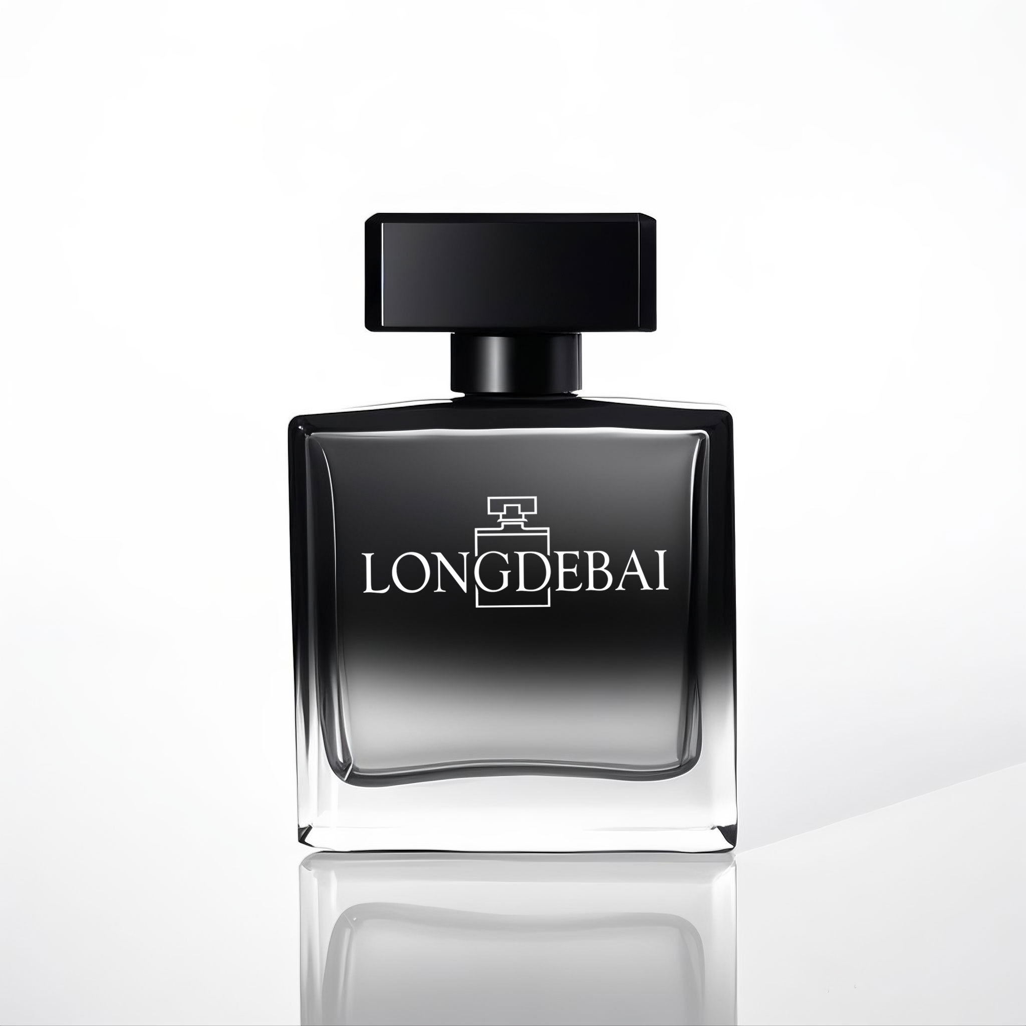 Luxury gradient black flat shape rectangle glass perfume bottle