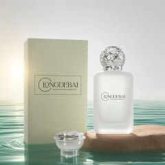 Frost silver gold cap glass perfume bottle 50ml 100ml with custom box